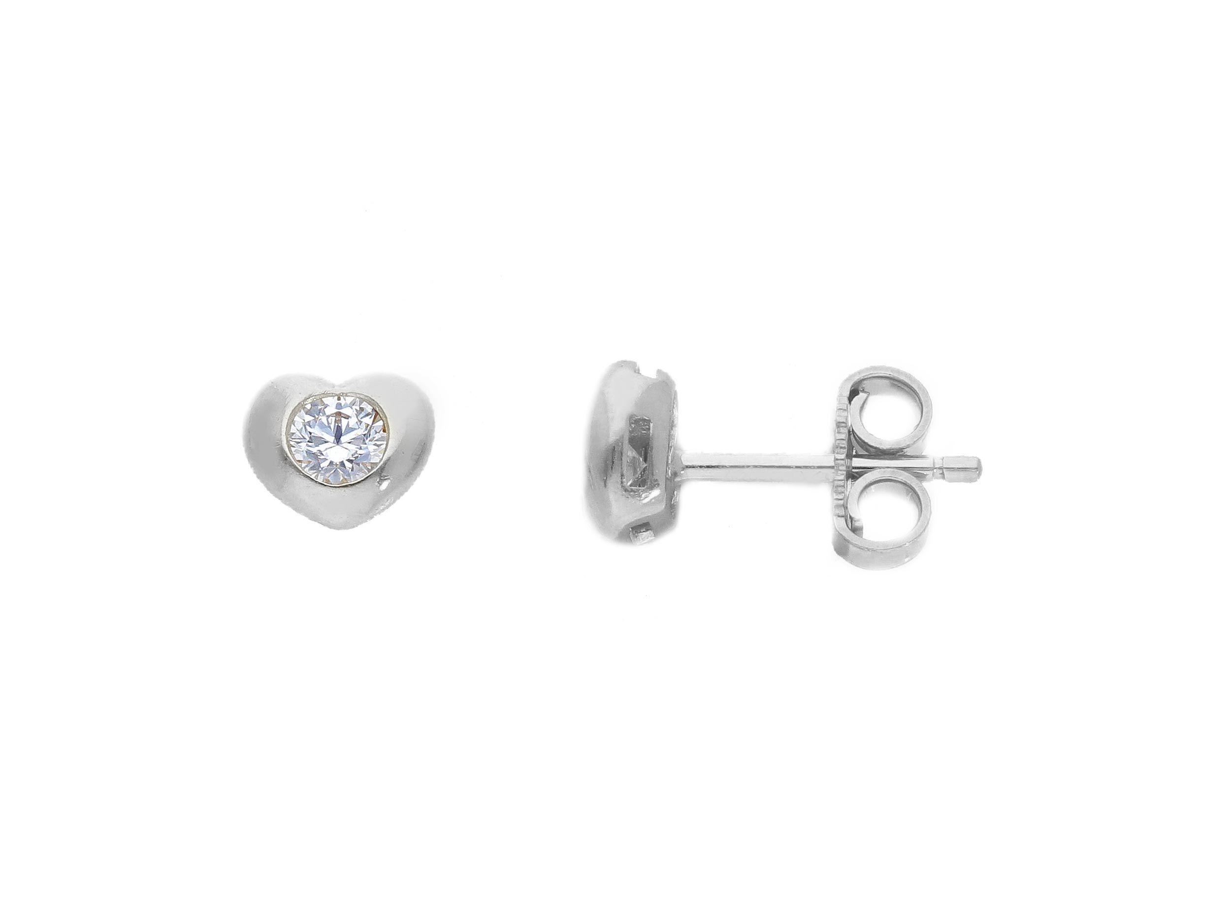White gold heart earrings 9k with zircon (code S173874)
